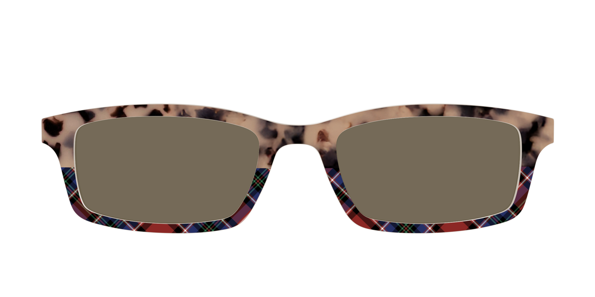 The Polarized Cookie Dough Tortoise and Plaid Split Sun Top - Front Top Image - Pair Eyewear