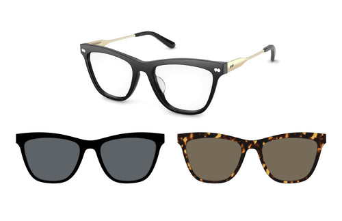 The Harper Black Mixed Material Essential Edit - Pair Eyewear