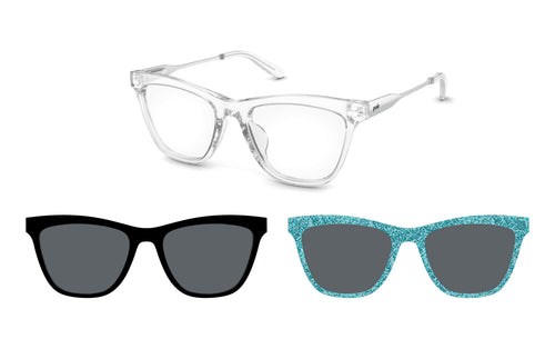 The Harper Clear Mixed Material Glimmer Edit - Pair Eyewear