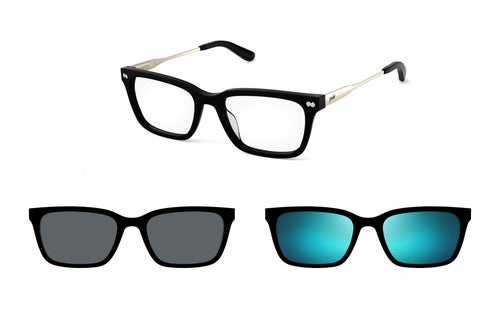 The Larkin Black Mixed Material Burst Edit - Pair Eyewear