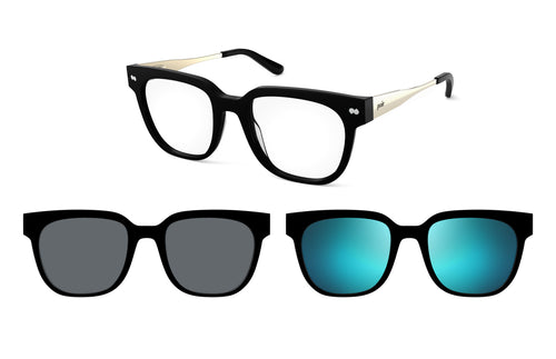 The Murphy Black Mixed Material Burst Edit - Pair Eyewear