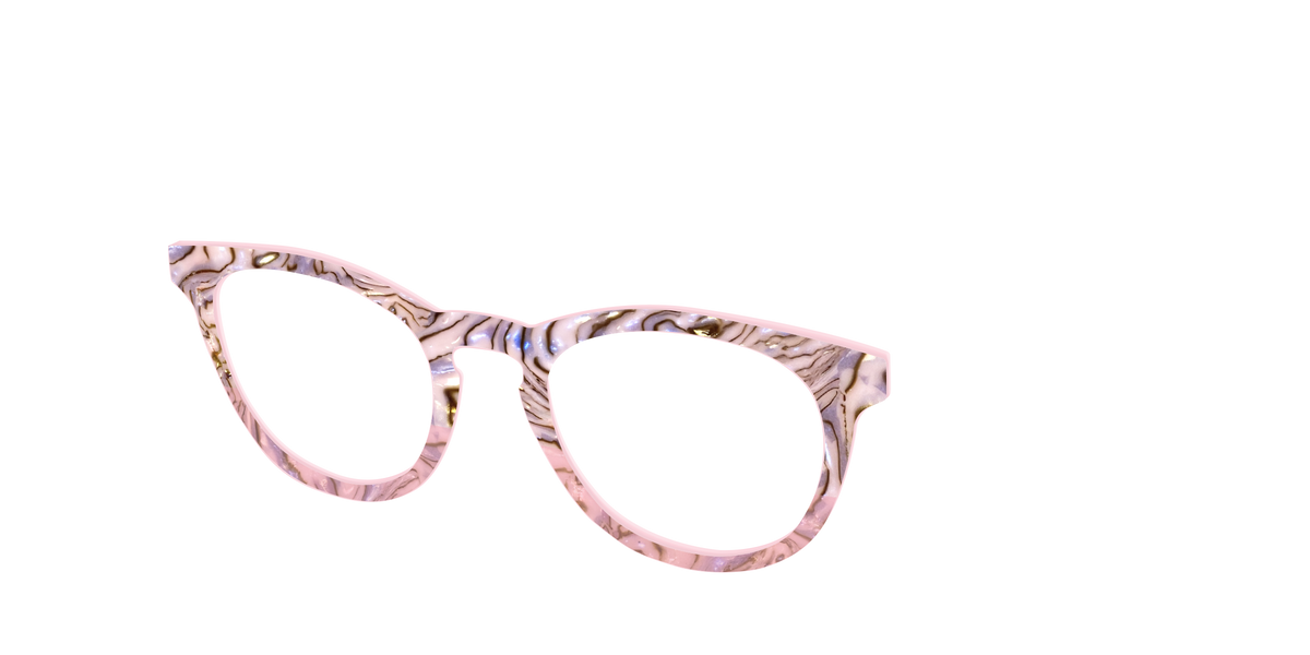 The Pink Conch Shell Pearl Crystal Split - Angle Top Image - Pair Eyewear