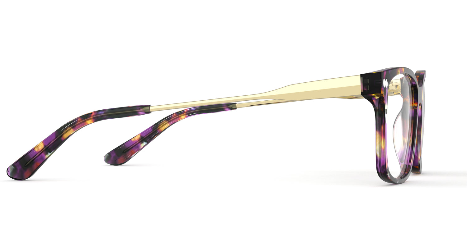 Purple Confetti Tortoise Acetate Gold Metal