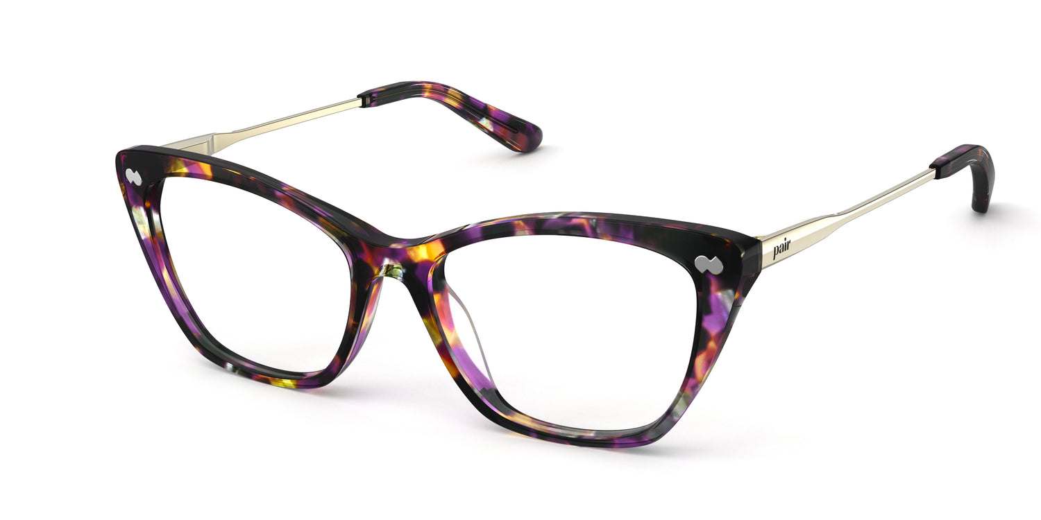 Purple Confetti Tortoise Acetate Gold Metal