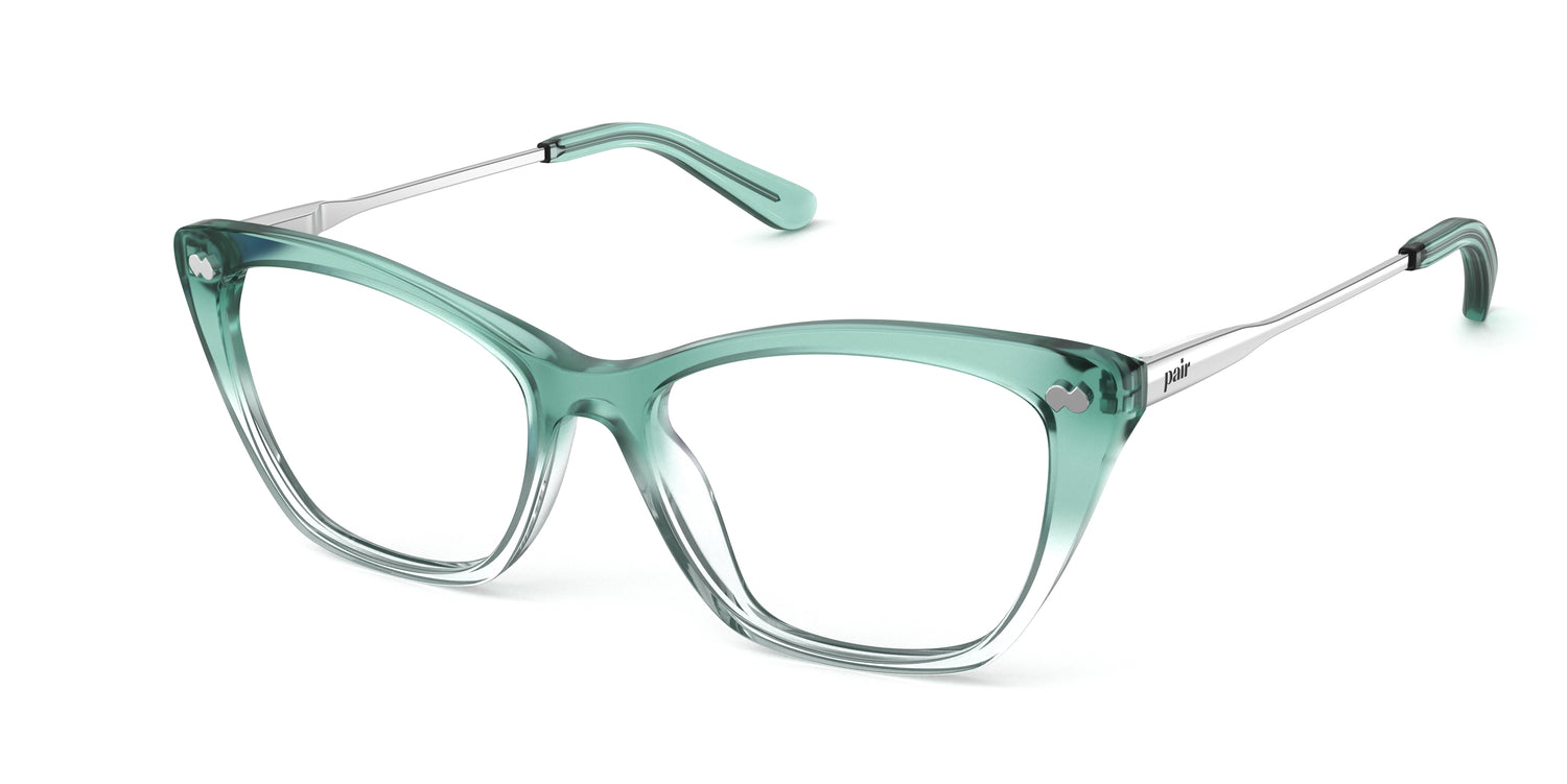 Teal Pearlized Gradient Acetate Silver Metal